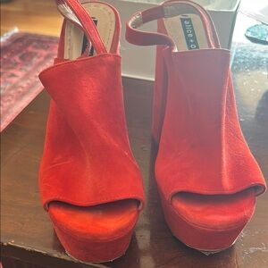 Alice + Olivia Red Platform Slingback Sandals